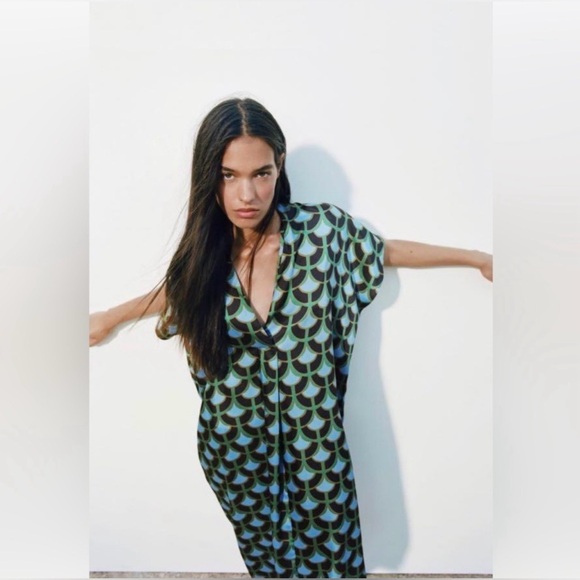 Zara Dresses & Skirts - Zara Printed Tunic Geometric Dress Size M